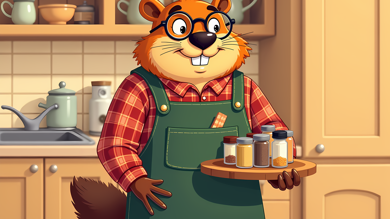 Barnaby, the Cubbywise beaver, illustrating 4 Cabinet Turntables Small Kitchens Actually Keep