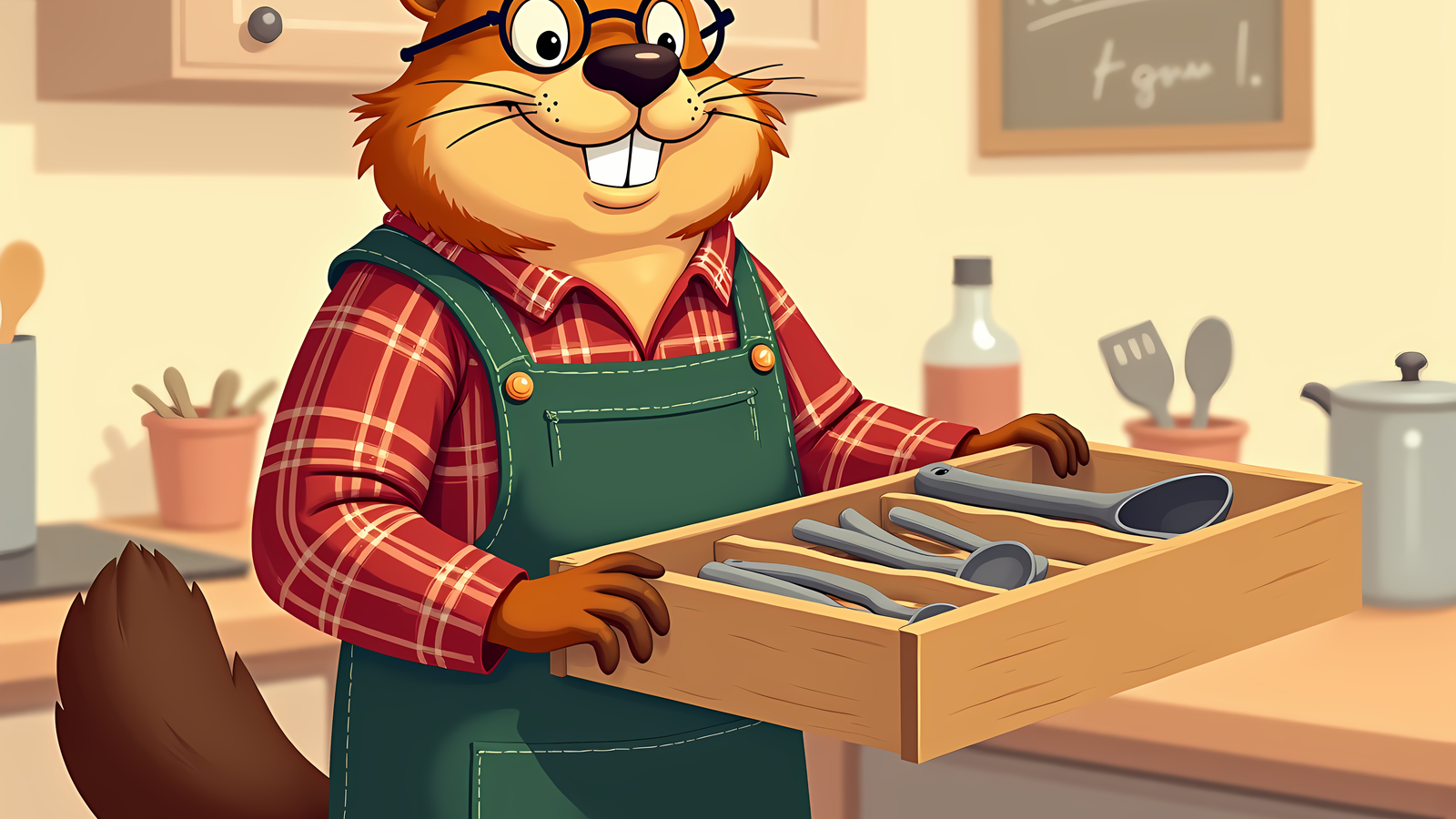 Barnaby, the Cubbywise beaver, illustrating Drawer Dividers That Bring Order to a Tiny Kitchen
