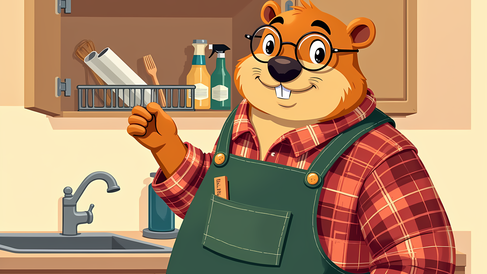 Barnaby, the Cubbywise beaver, illustrating The Cabinet Door Is Storage You're Not Using