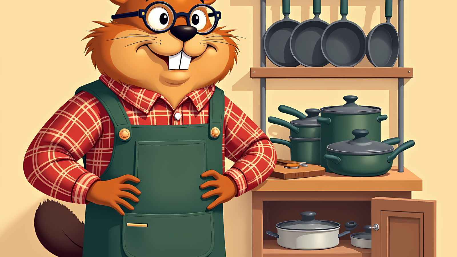 Barnaby, the Cubbywise beaver, illustrating Tame the Loudest Cabinet: Pot, Pan & Lid Organizers