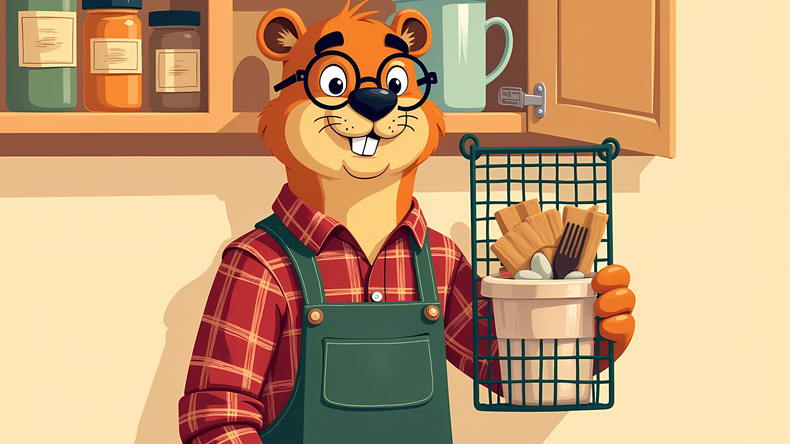 Barnaby, the Cubbywise beaver, illustrating Under-Shelf Baskets: Free Storage You Just Slide On