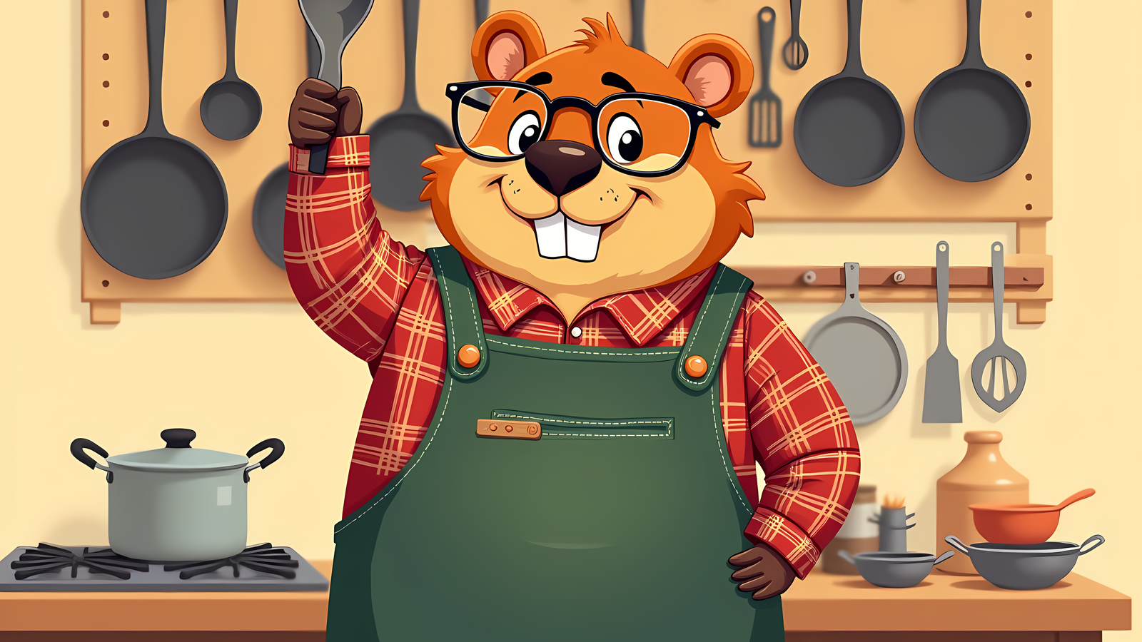 Barnaby, the Cubbywise beaver, illustrating Counters Full? Take Your Kitchen Up the Wall